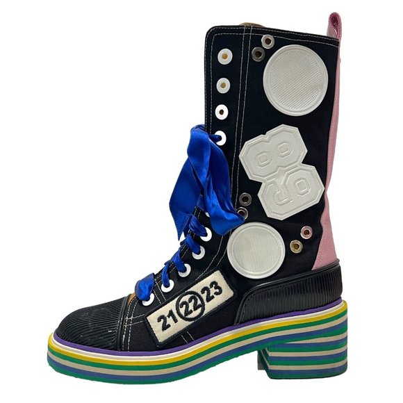 Maison Margiela RUNWAY 2016 Multicolor Ribbon Lace Up Platform Boots 9/39 - Picture 1 of 16
